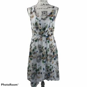 Anthropologie Meadow Rue Rock Gem Flowy Novelty Neutral Sleeveless Dress 4